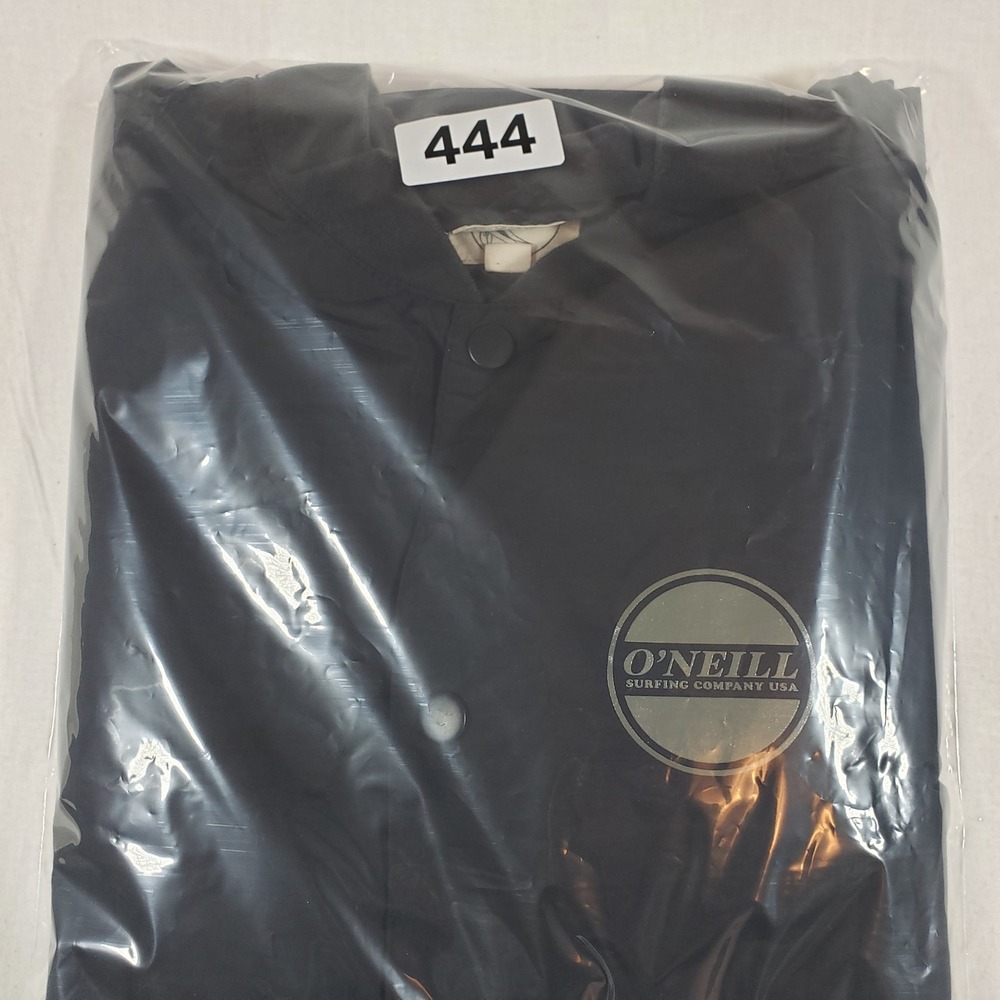 O Neill Surfing Company USA Black Bomber Jacket Mens Size L Snap Front Logo - Picture 7 of 7